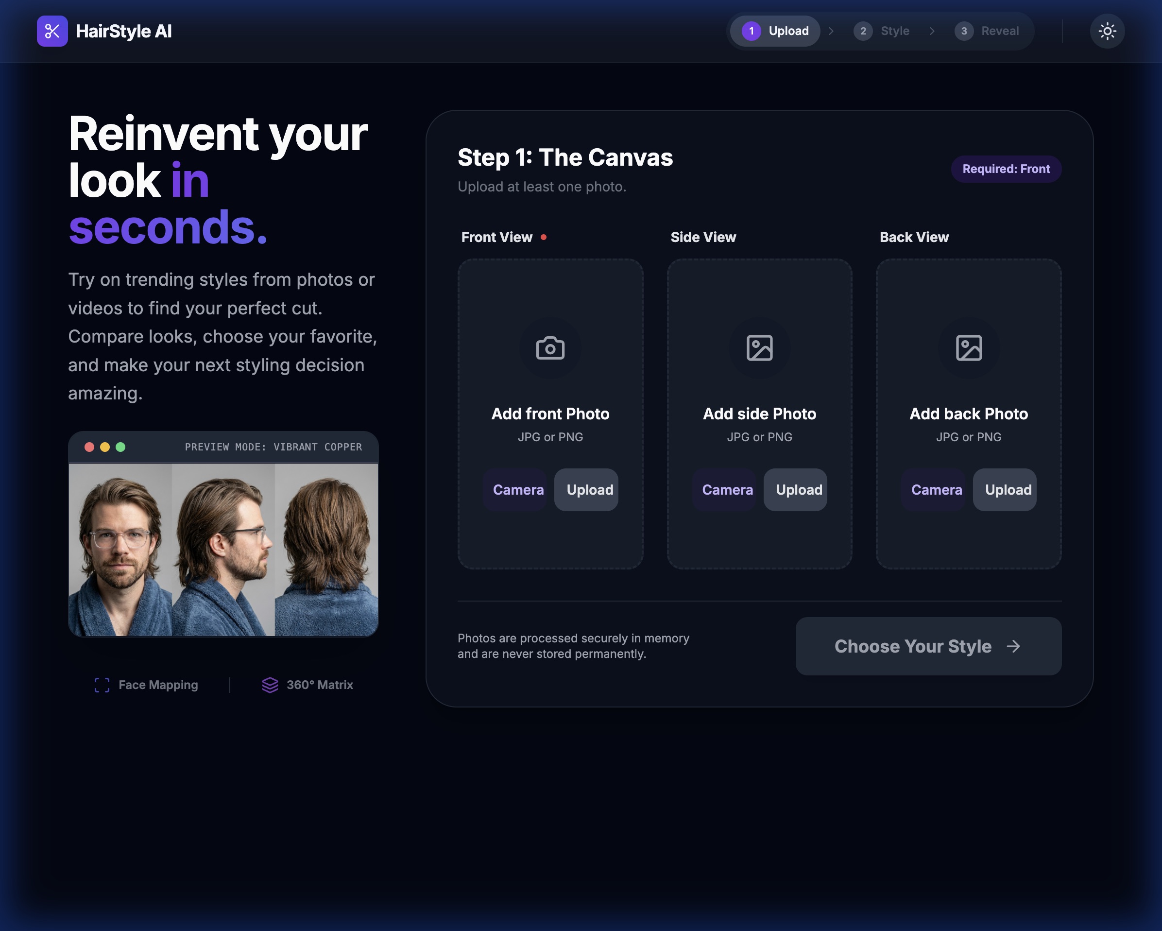 Screenshot of Hairstyle AI Studio